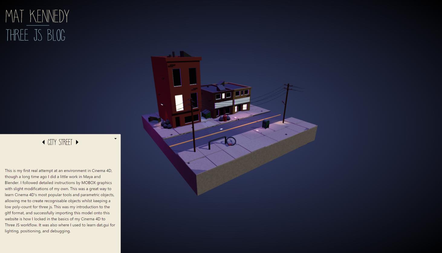 A screenshot of the Three.js Blog project.